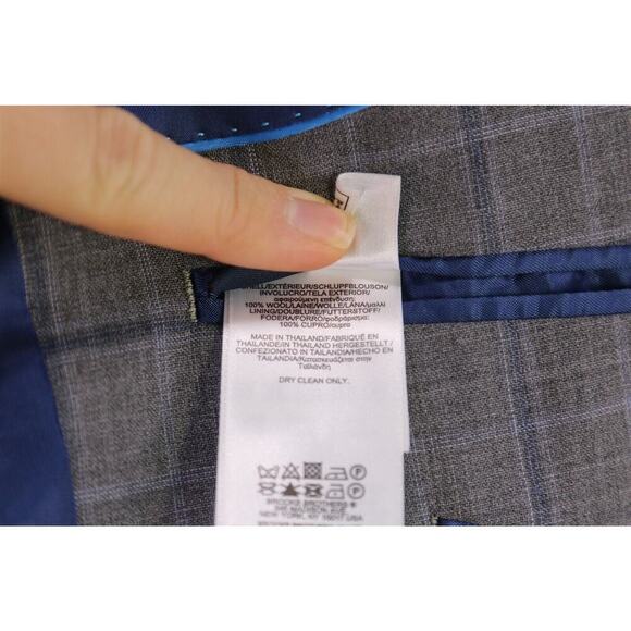 Brooks Brothers Regent BrooksCool Gray/Blue Windowpane 2-Btn Wool Suit 41R - Picture 11 of 12